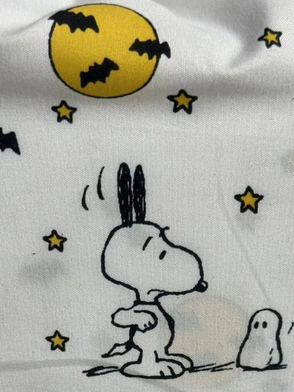 PEANUTS Snoopy FULL SHEET SET Halloween Bats Full Moon Stars Ghost Scary NWT